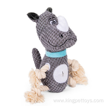 Plush Pet Toy Rhino Squeaky